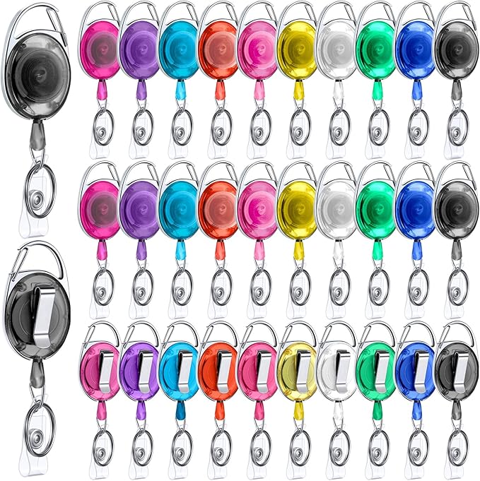 Honoson 30 Pcs Heavy Duty Retractable Badge Reels Batch ID Badge Holder by Honoson