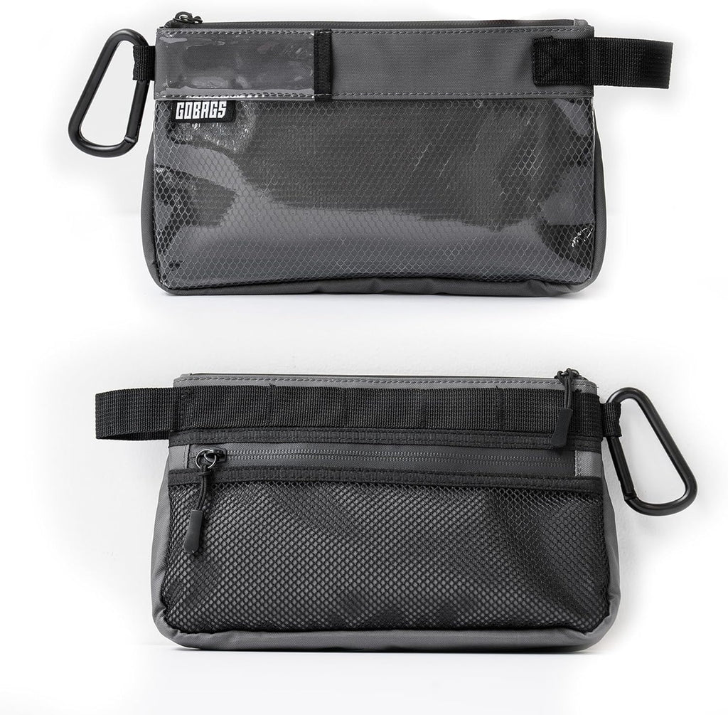 GOBAGS Production Zipper Bags - Electronics & Camera Accessories Bag - Cable organizer, Gear Accessory Pouch, Travel Camera Essentials (Small, Gray)