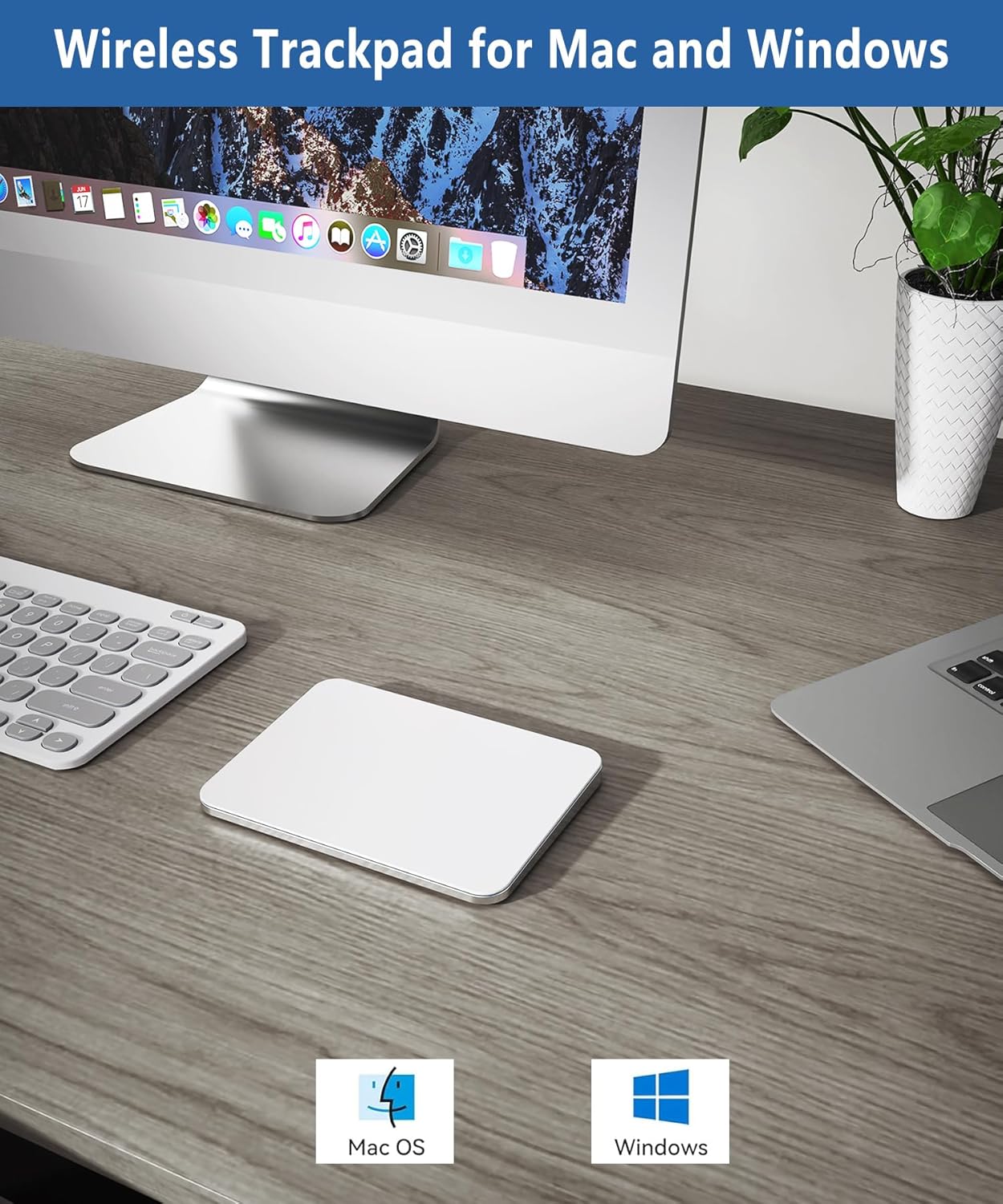 Trackpad with 2.4G USB Receiver for Mac and Windows - Multi-Touch Surface High Precision Track Pad, Multi-Gesture Touchpad Mouse Compatible with Apple MacBook iMac and Windows 10/11 PC Desktop