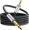 3.5 mm to 6.35 mm Audio Cable 50Ft, Gold-Plated Terminal Silver Color Zinc Alloy Housing 3.5mm 1/8" Male TRS to 6.35mm 1/4" Male TRS Nylon Braided Stereo Audio Cable for Cellphone and More(50Ft/15M)