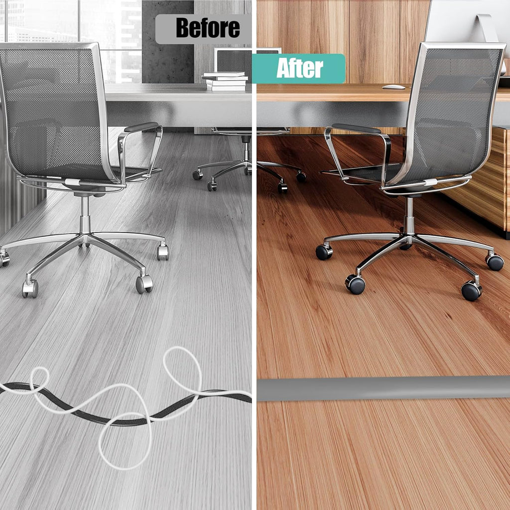 Floor Cord Cover Self Adhesive Cord Hider,10FT Cable Management, Extension Strip Protector for Wires, Prevent Cable Trips for Offices, Gyms, Exhibitions Cavity:0.39"(W) x 0.27"(H) Gray