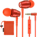 LUDOS OMNITONE Wired Earbuds in-Ear Headphones, 5 Year Warranty, Earphones with Microphone, 3.5 mm Jack Corded Ear Buds, Videoconference for iPhone, Samsung, Laptop, Kids, School Students - Coral