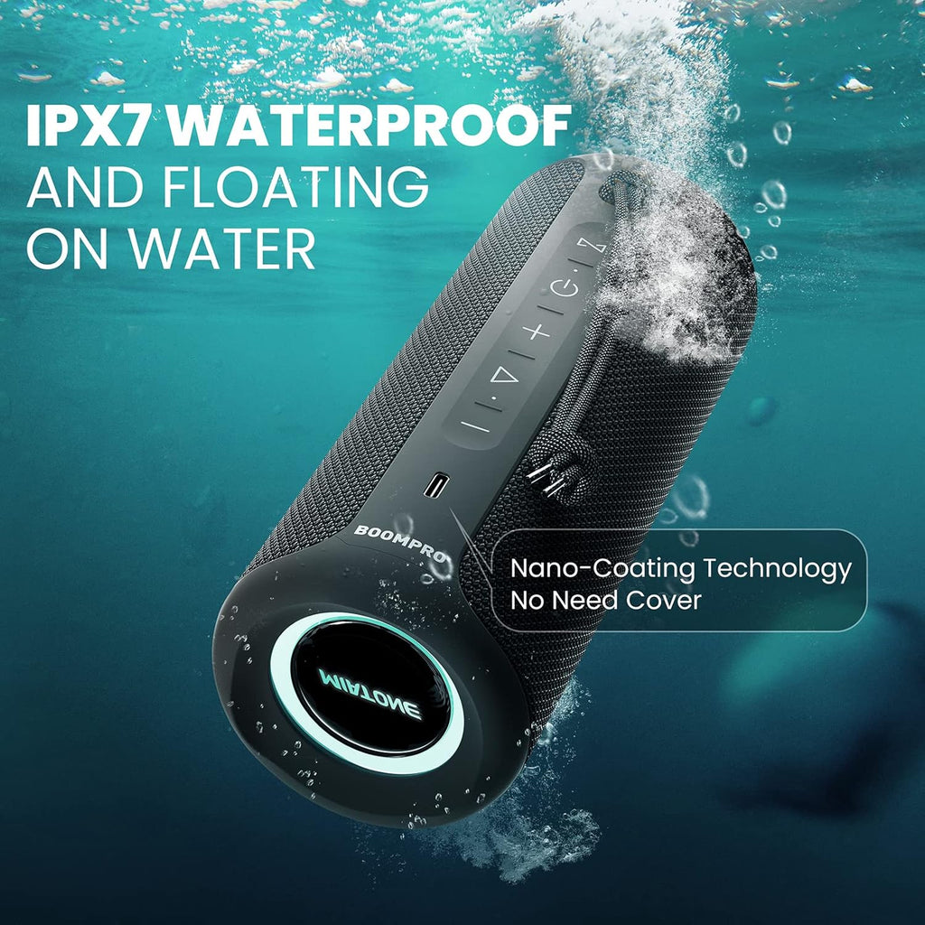 MIATONE Bluetooth Speakers 36W Portable Speaker with Stereo Sound Bass, Bluetooth 5.3 Wireless USB Type C Outdoor, 5000mAh 24H Playtime IPX7 Waterproof, Boy Friend Gifts for him (Black)