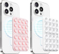 2Pack Magnetic Suction Phone Mount for MagSafe Case, Sticky Phone Grip Holder for iPhone, Removable Hands-Free Selfie/Video for TikTok Influencers, Women Girl Teen Gift, Light Pink & Classic White