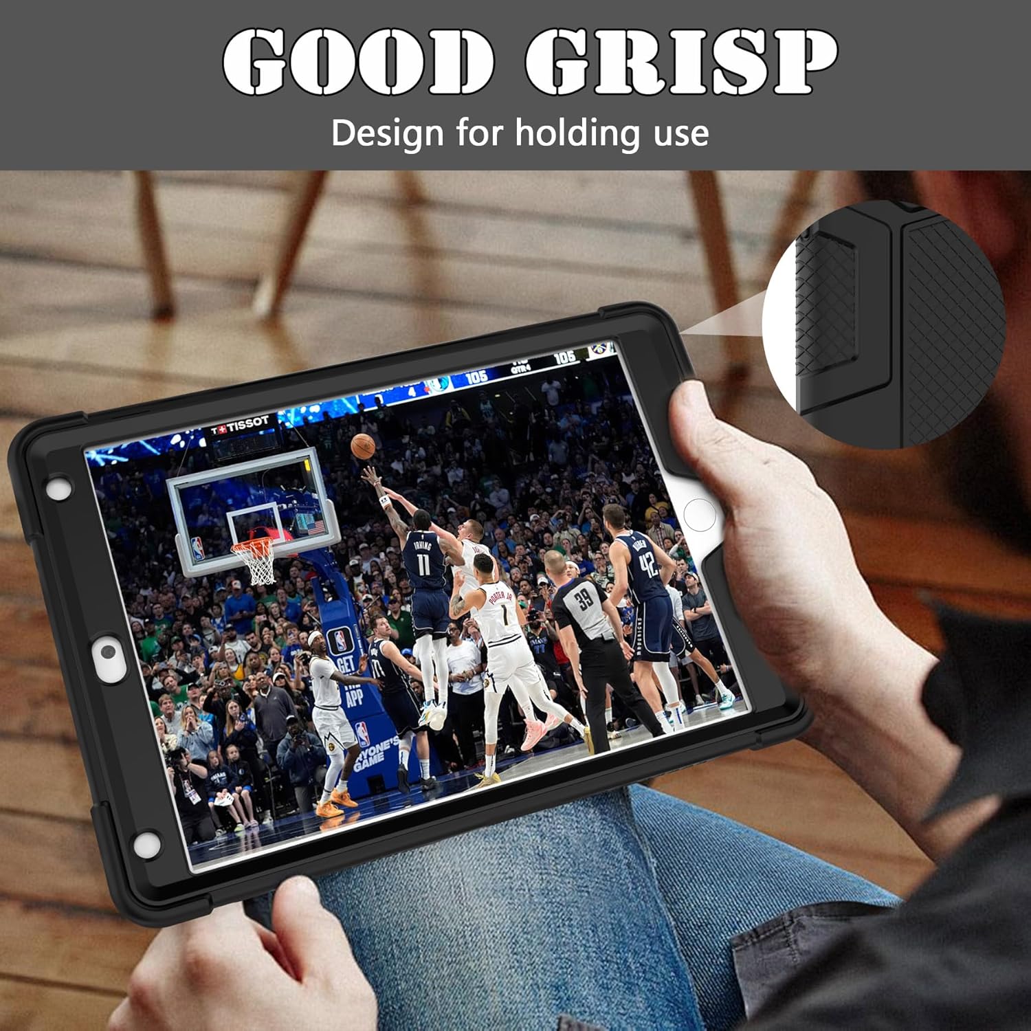 Rantice Case for 9th/8th/7th Generation, Hybrid Shockproof Rugged Drop Protective Case with Kickstand for iPad 10.2 Inch (2021/2020/2019 Release), Black