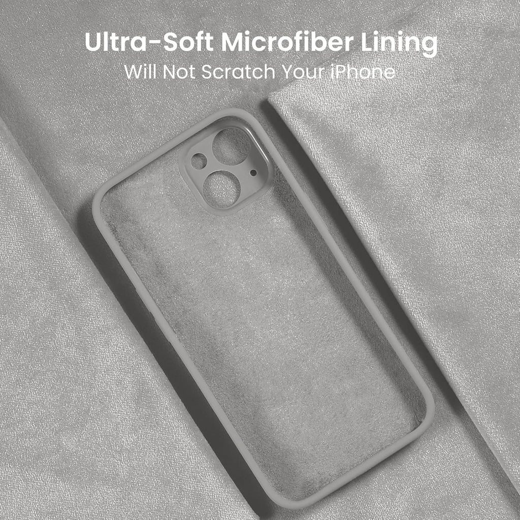 FireNova Designed for iPhone 15 Plus Case, Silicone [Camera Protection] Case with [2 Screen Protectors], Soft Anti-Scratch Microfiber Lining Inside, 6.7 inch, Natural Titanium