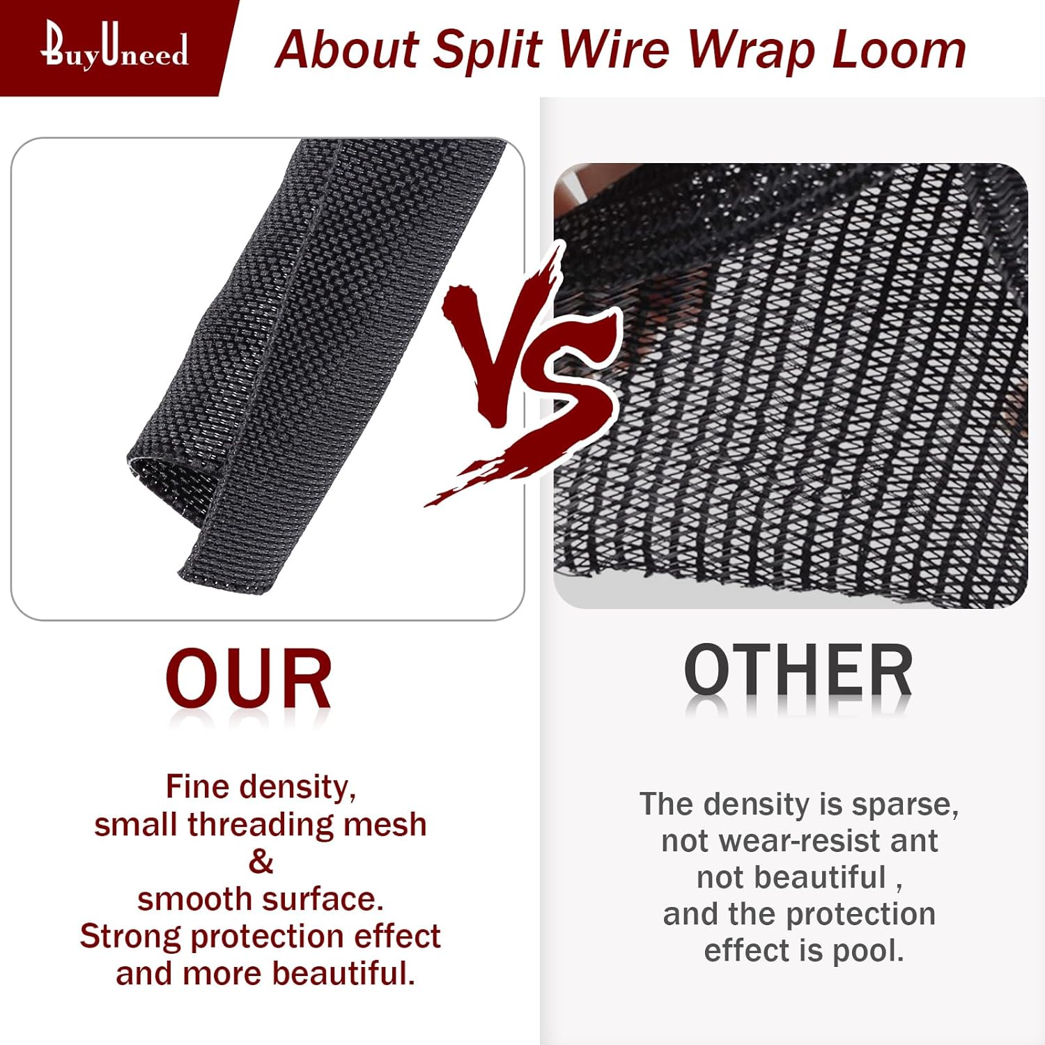 Black Braided Cable Management Sleeves Wire Loom Tubing Cord Protector Self-Wrapping (1/2"-20Feet)