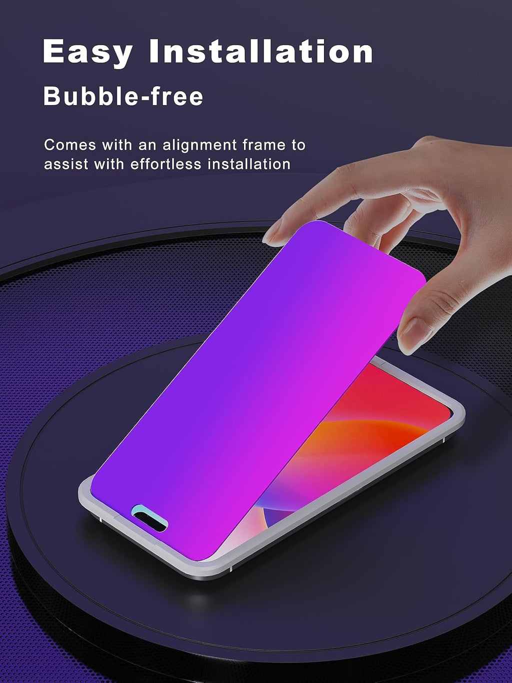 Compatible for iPhone 15 Privacy Screen Protector 6.1 Inch, Purple Gradient Anti Spy Anti Blue Light HD Screen Protector Tempered Glass Easy Installation