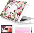 Batianda for MacBook Air 13 Inch Case 2020 2019 2018 A2337 A2179 A1932, Printing Clear Hard Shell Cover with Keyboard Cover & Screen Protector for New MacBook Air 13 Retina & Touch ID (Flower-White)