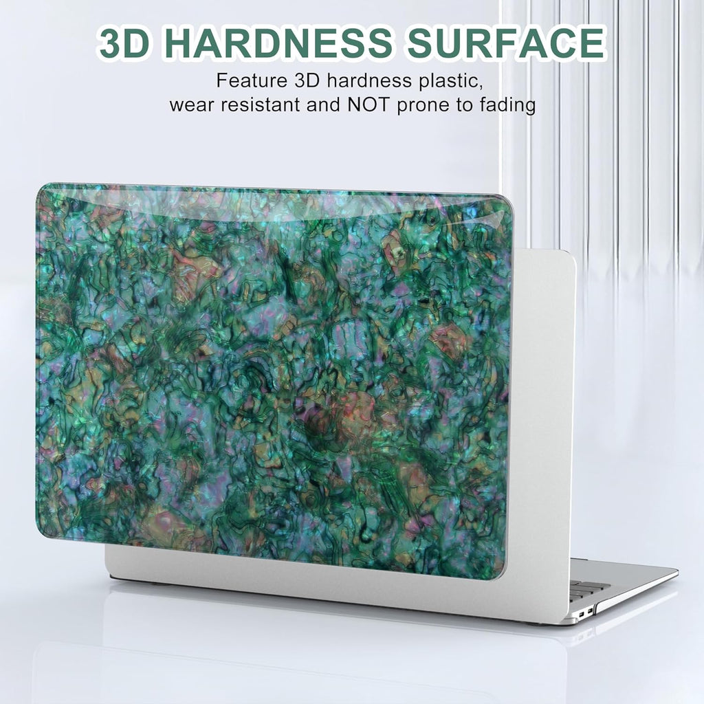 B BELK Compatible with MacBook Air 13 inch Case 2025 2024 2023 2022 M4 M3 M2 A3240 A3113 A2681, Plastic Hard Shell +Keyboard Cover +Screen Protector for MacBook Air 13.6 inch Case, Shiny Green Pearl