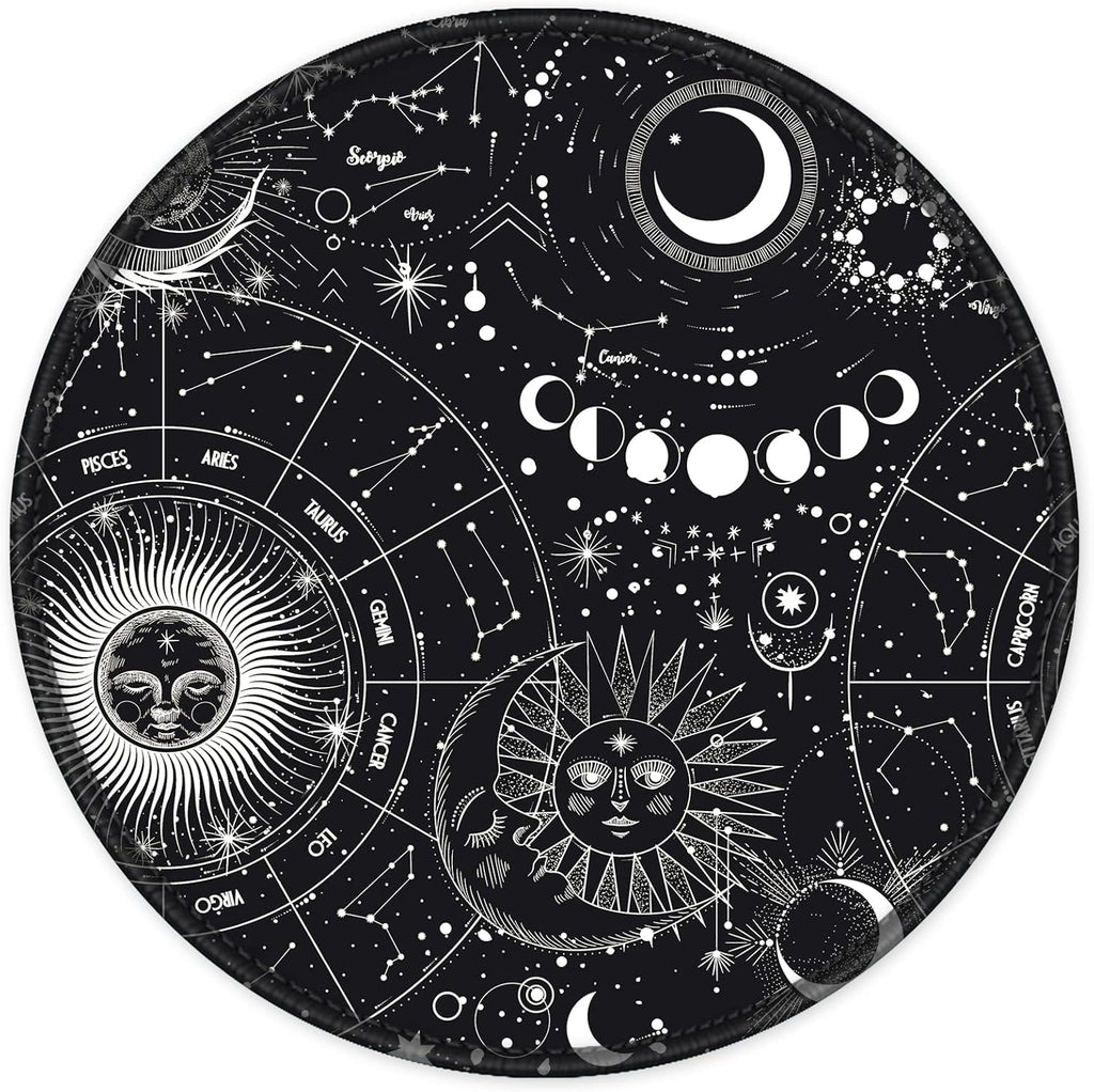 ITNRSIIET Round Mouse Pad with Stitched Edge Premium-Textured Waterproof Non-Slip Rubber Base Desktop Protection Mat Diameter 8.7 inches, Sky Spirit
