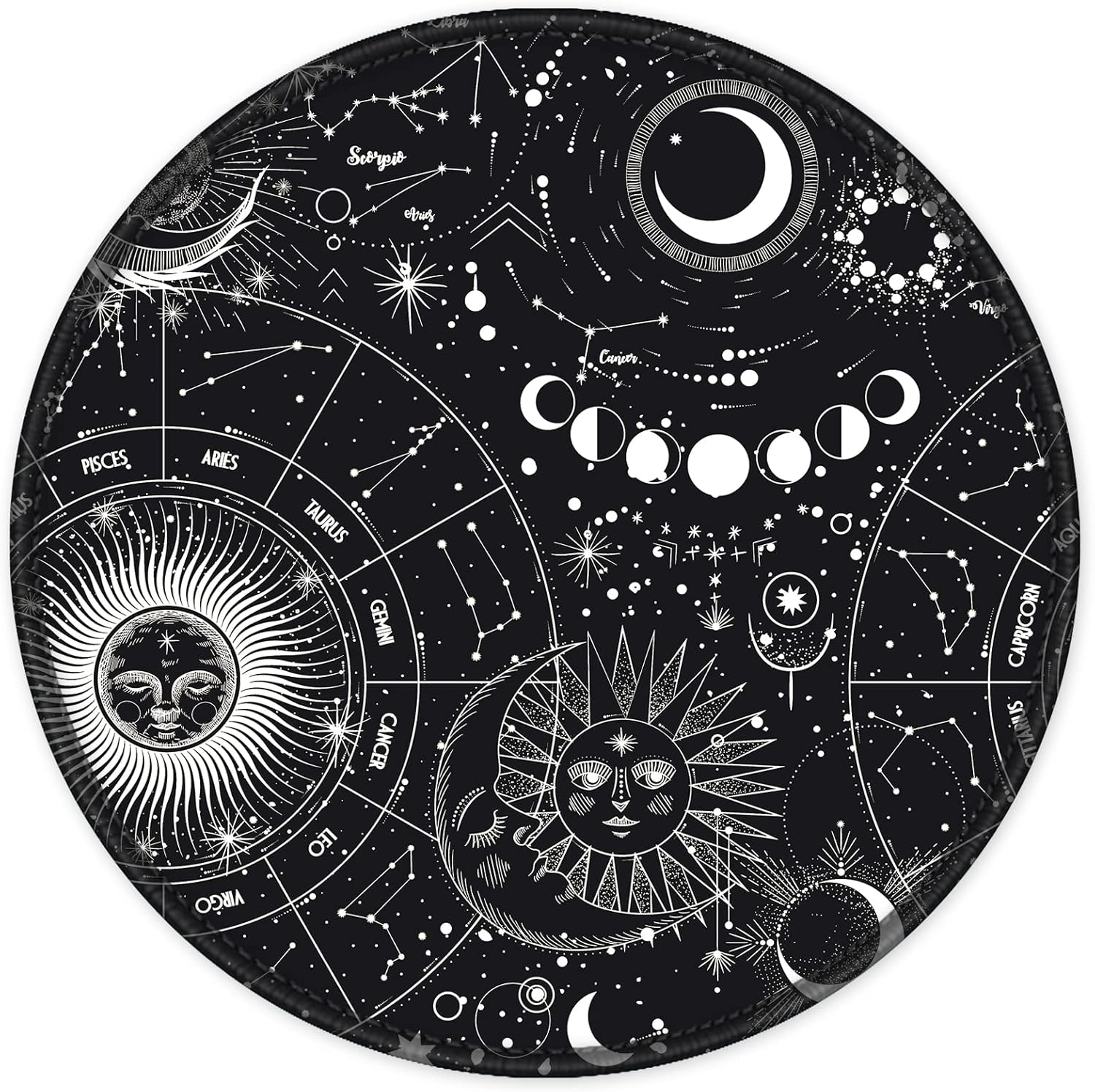 ITNRSIIET Round Mouse Pad with Stitched Edge Premium-Textured Waterproof Non-Slip Rubber Base Desktop Protection Mat Diameter 8.7 inches, Sky Spirit