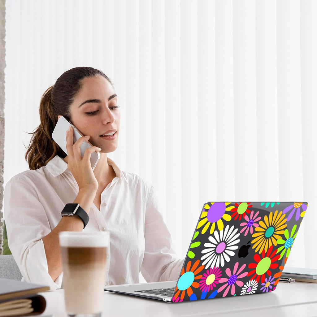 Teryeefi for MacBook Air 13 inch Case 2020 2019 2018 fits Model M1 A2337 A2179 A1932 with Retina Display with Touch ID, Plastic Hard Shell Case & Keyboard Cover, Abstract Flowers A001
