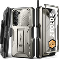 TONGATE for Z Fold 5 Case, [with S Pen Slot & Hinge Protection] [Tempered Glass Screen Protector] Full-Body Military Drop Phone Case for Samsung Galaxy Z Fold 5 with Kickstand & Belt Clip, Tigray