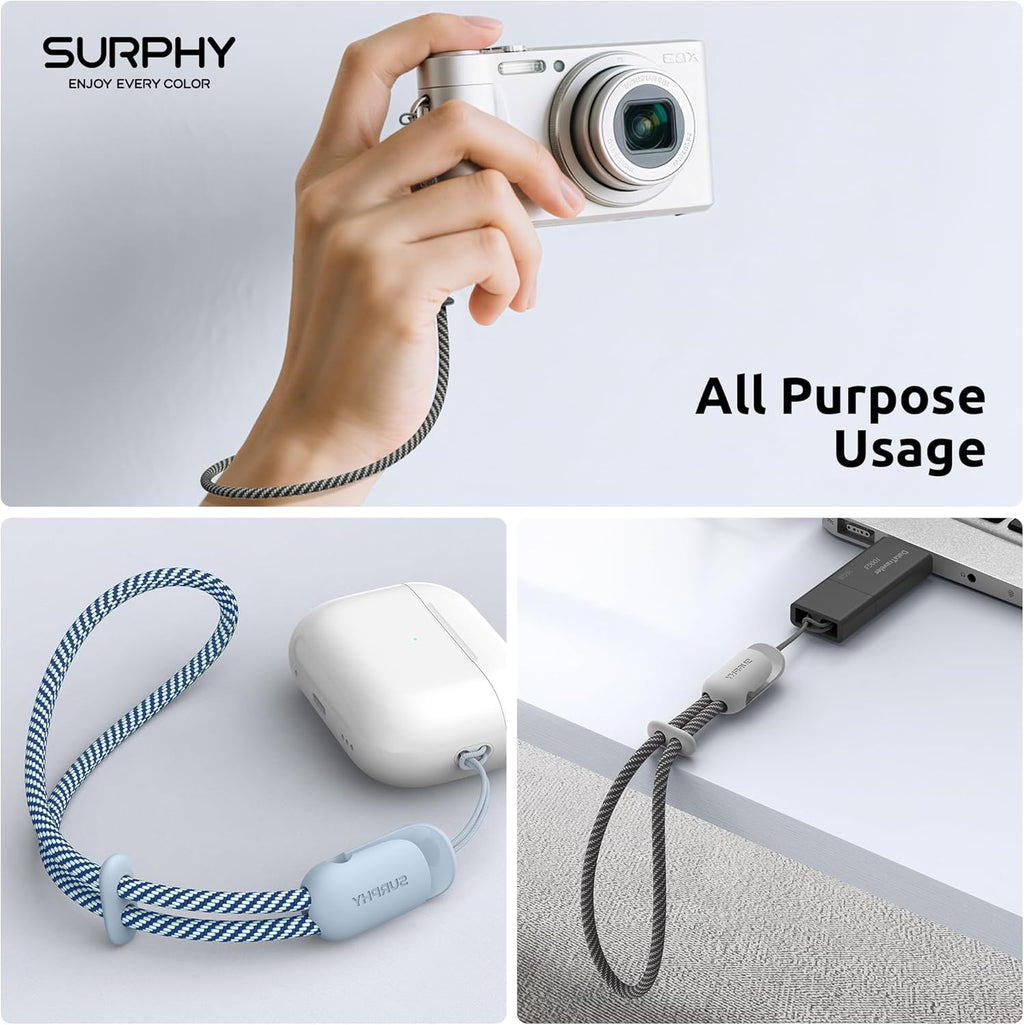 SURPHY 3 Pack Phone Wrist Strap with CellPhone Tether Tab, Cellphone Lanyard, Phone Strap with 2-Color Braided, Wrist Lanyard