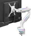 AVLT RGB Lights Single 17”-49” Gaming Monitor Arm Desk Mount, Fits One Flat/Curved/Ultrawide Screen up to 44lbs(20kg), Height Swivel Tilt Adjustable Stand - White