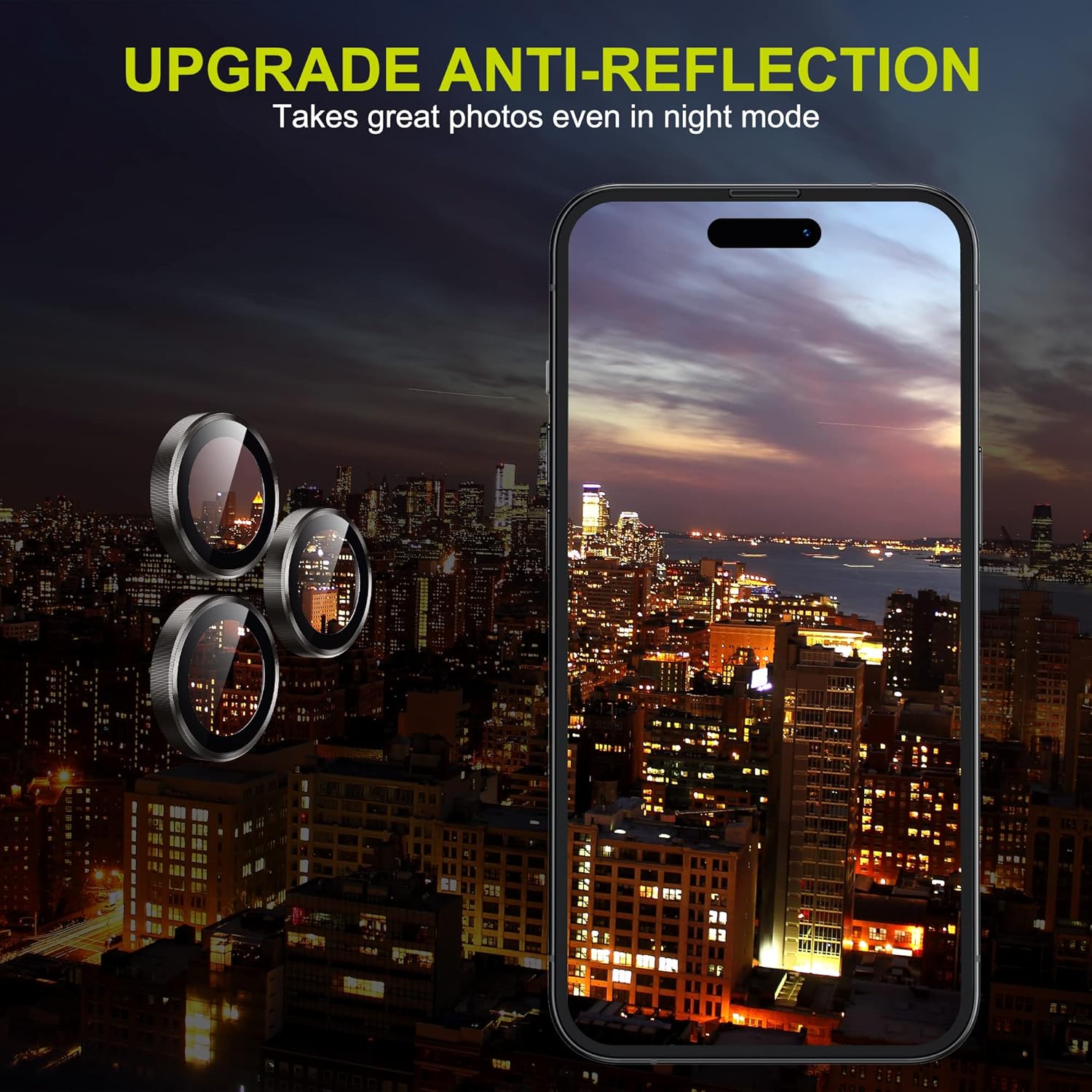 WSKEN for iPhone 14 Pro/iPhone 14 Pro Max Camera Lens Protector,[Night Shooting Mode] HD Tempered Metal Glass Camera Screen Protector Cover Film Accessories, Black