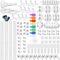 193 PCS Cable Management Kit - 4 Cable Sleeve, 57 Self Adhesive Cable Clips, 12 Hanging Strips, 12 Cable Organizer Straps and 100 Fastening Cable Ties for TV Computer Under Desk (White)