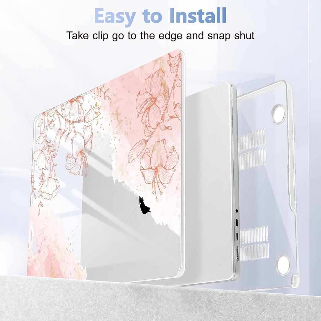 for MacBook Pro 16 inch Case 2021 2022 2023 2024 Release A3186 A3403 M4 A2991 M3 A2780 M2 A2485 M1 Pro/Max, Hard Shell Case with Screen Protector & Keyboard Cover, Watercolor Floral