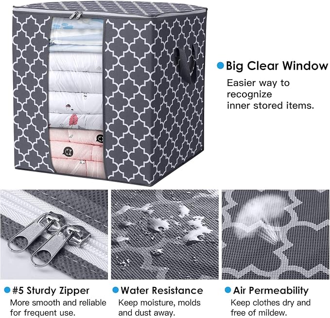 WISELIFE Storage Bags 3 Pack/100L Large Blanket Clothes Organization and - Image 3