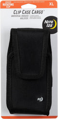 Nite Ize Clip Case Cargo Universal Rugged Holster - Cell Phone & Card Holster Pouch - Durable Phone Holder Clip for Belt - Utility Belt Pouch with Rotating Flex-Clip - XL, Vertical