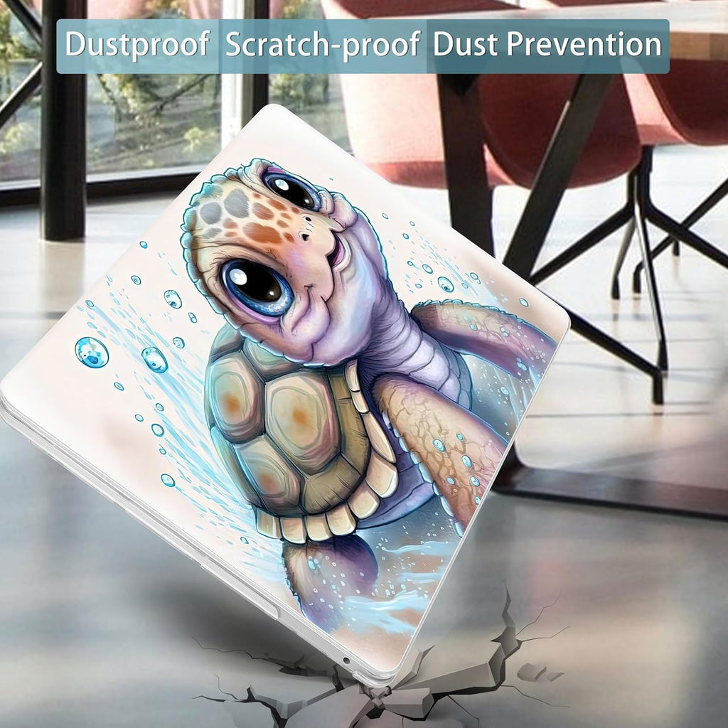 Mektron for MacBook Pro 13-inch Case 2022 2021 2020 Release A2338 M2 M1 A2289 A2251, Printed Plastic Hard Shell Cover for New MacBook Pro 13.3-inch Touch Bar Fits Touch ID，Cute Turtle
