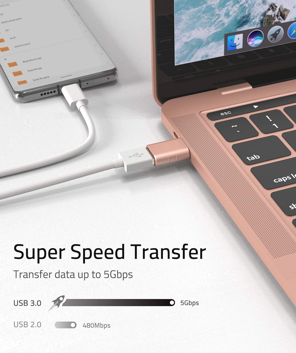 Syntech [2 Pack USB Male to USB3 Female Adapter Compatible with iPhone 17 Pro Max iMac iPad mini/Pro 2023 Pro MacBook Air 2024 and Other Type C Devices, Rose Gold