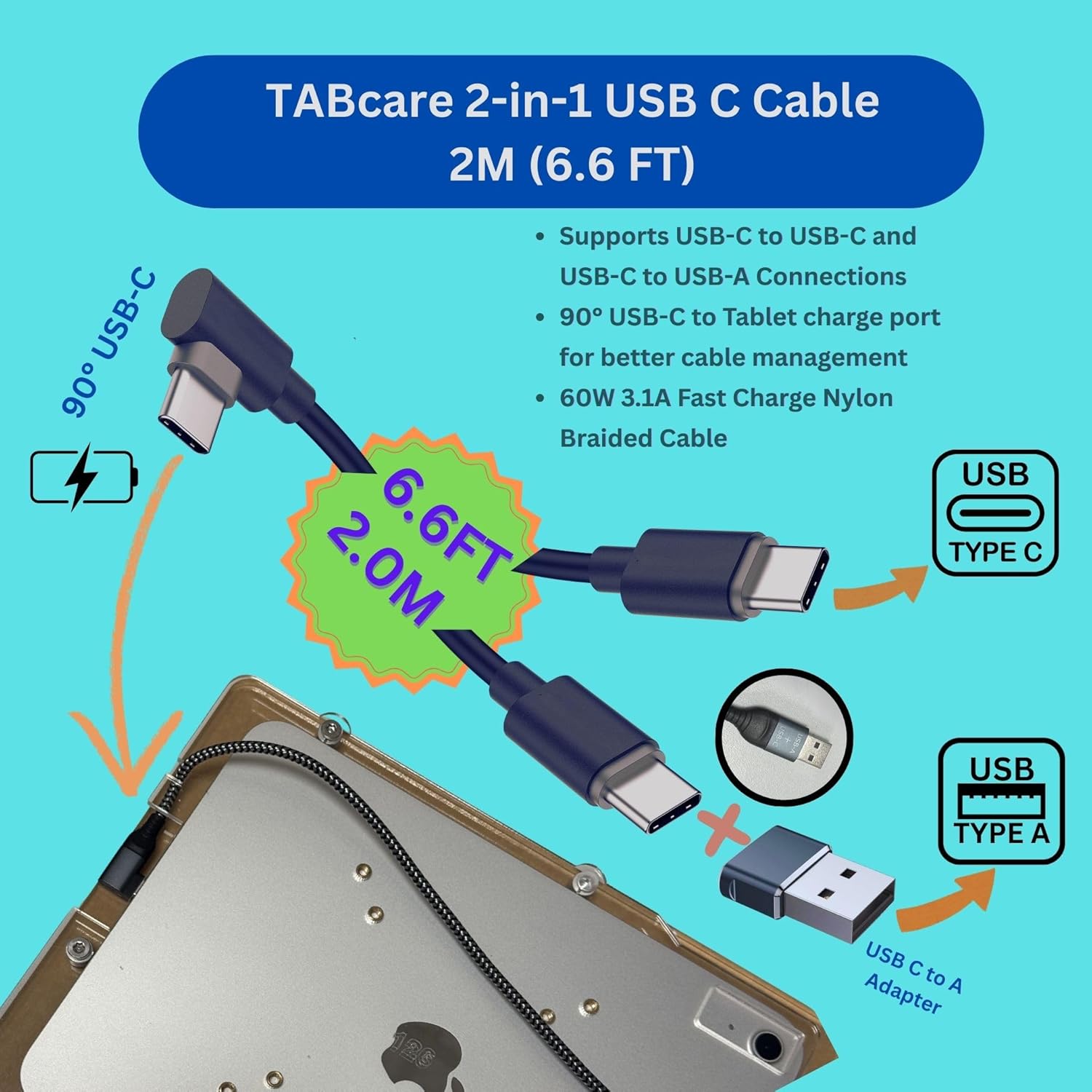 TABcare Anti-Theft Acrylic VESA Enclosure for Apple iPad Pro 11" 2024 (5th gen) with Free Wall Mount Kit & 90-Degree Angle USB C Cable (iPad Pro 11 2024, White)