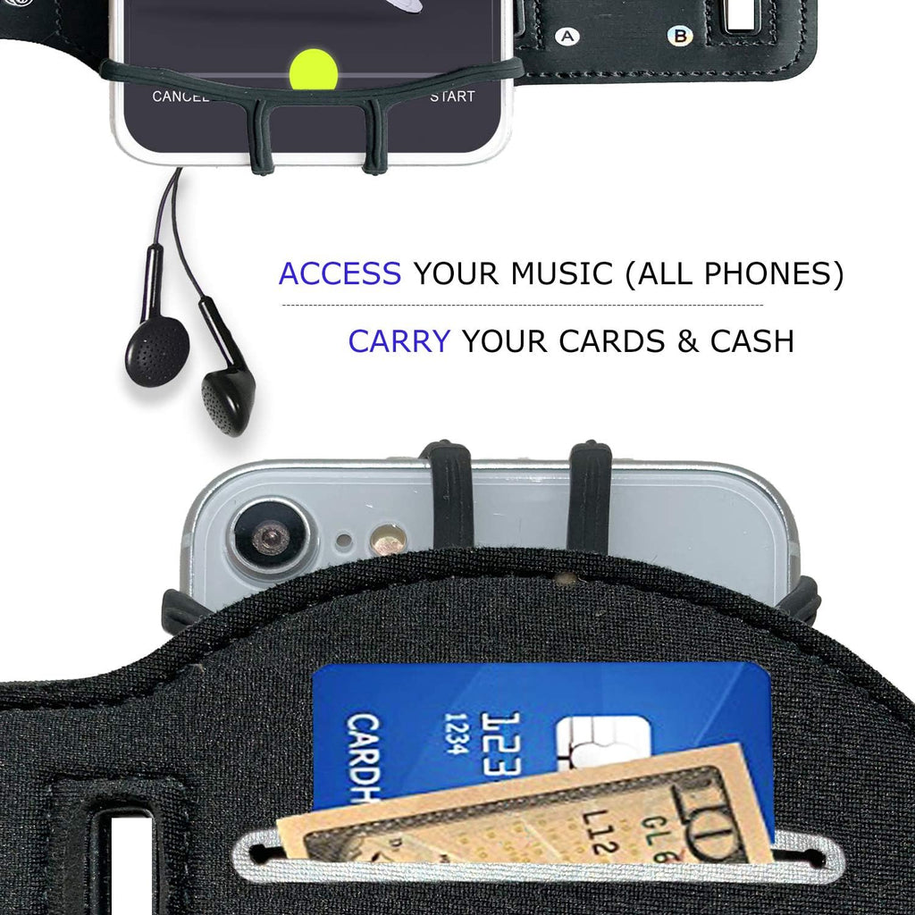 RevereSport Universal iPhone Running Armband (16/15/14/13/12/11/10/X/XR/SE/Plus/Max/Pro). Phone Holder Case