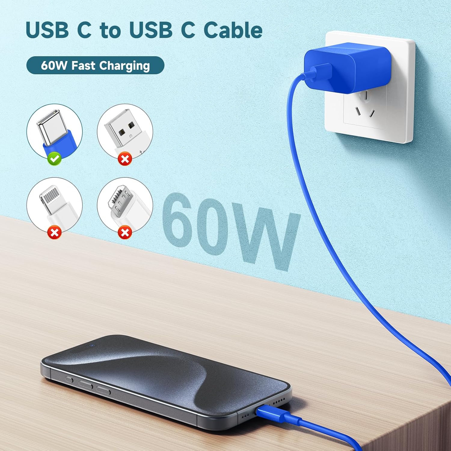 60W USB C to USB C Cable [3Pack] iPhone 15 Fast Charging Cable,3ft Long USB-C to USBC Power Cord for iPhone 15/15 Pro/15 Plus/15 Pro Max,MacBook Pro Air/IPad Air 4/5/iPad Pro 12.9/11(Black)