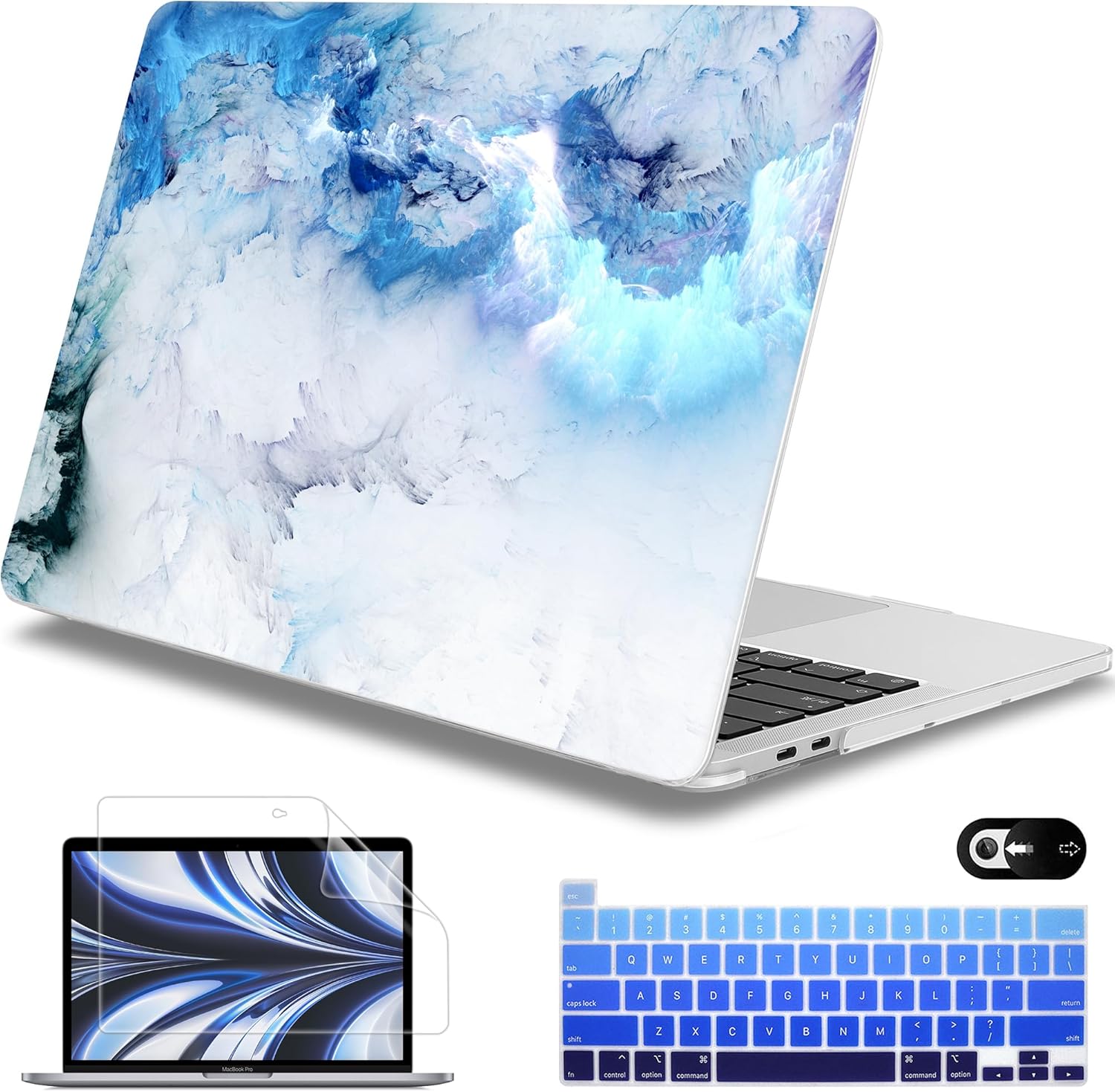 Mektron for MacBook Pro 13-inch Case 2022 2021 2020 Release A2338 M2 M1 A2289 A2251, Printed Plastic Hard Shell Cover for MacBook Pro 13.3-inch Touch Bar/Touch ID, Cloud & Lightning