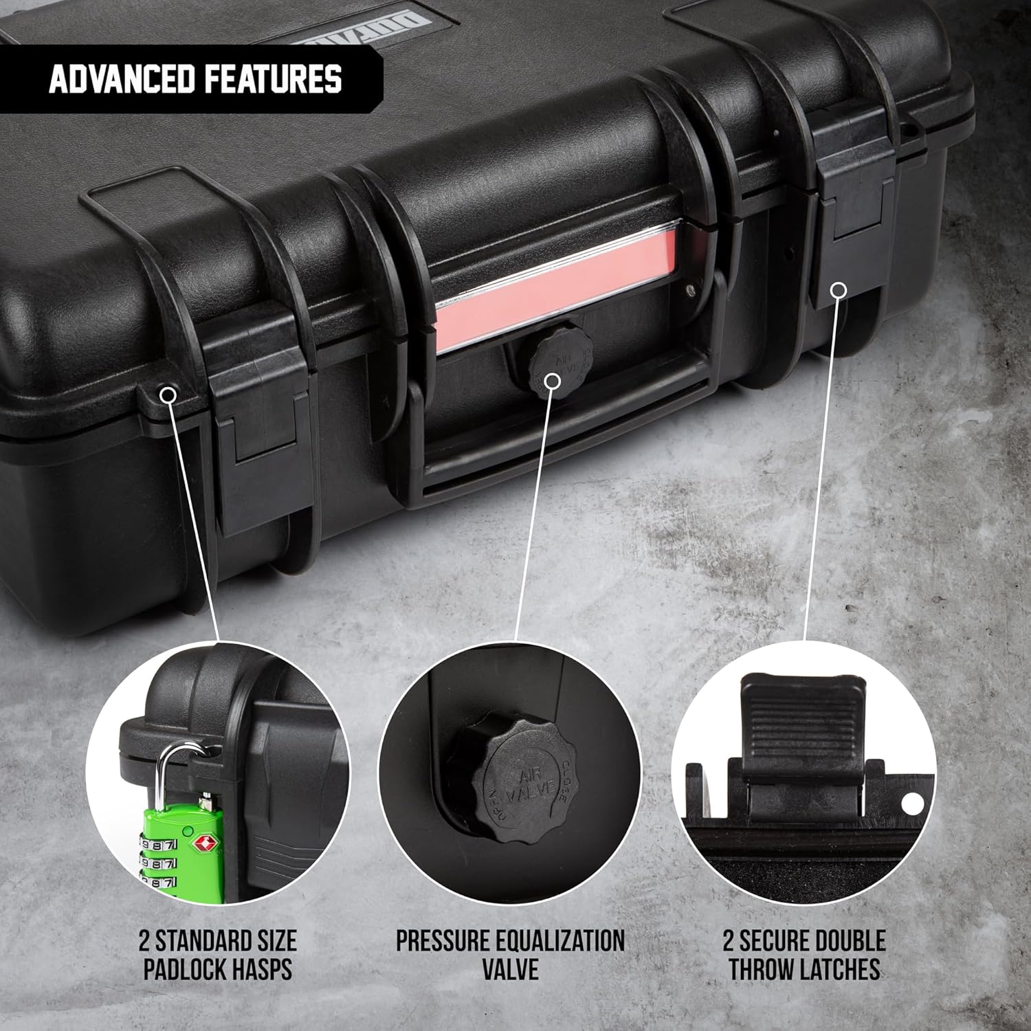All Weather Hard Case 18 x 14 x 6” - TSA Approved Hard Shell Travel Case with Customizable Foam for Cameras, Lenses, Laptops, Electronics, Guns, Pistols and Other Gear