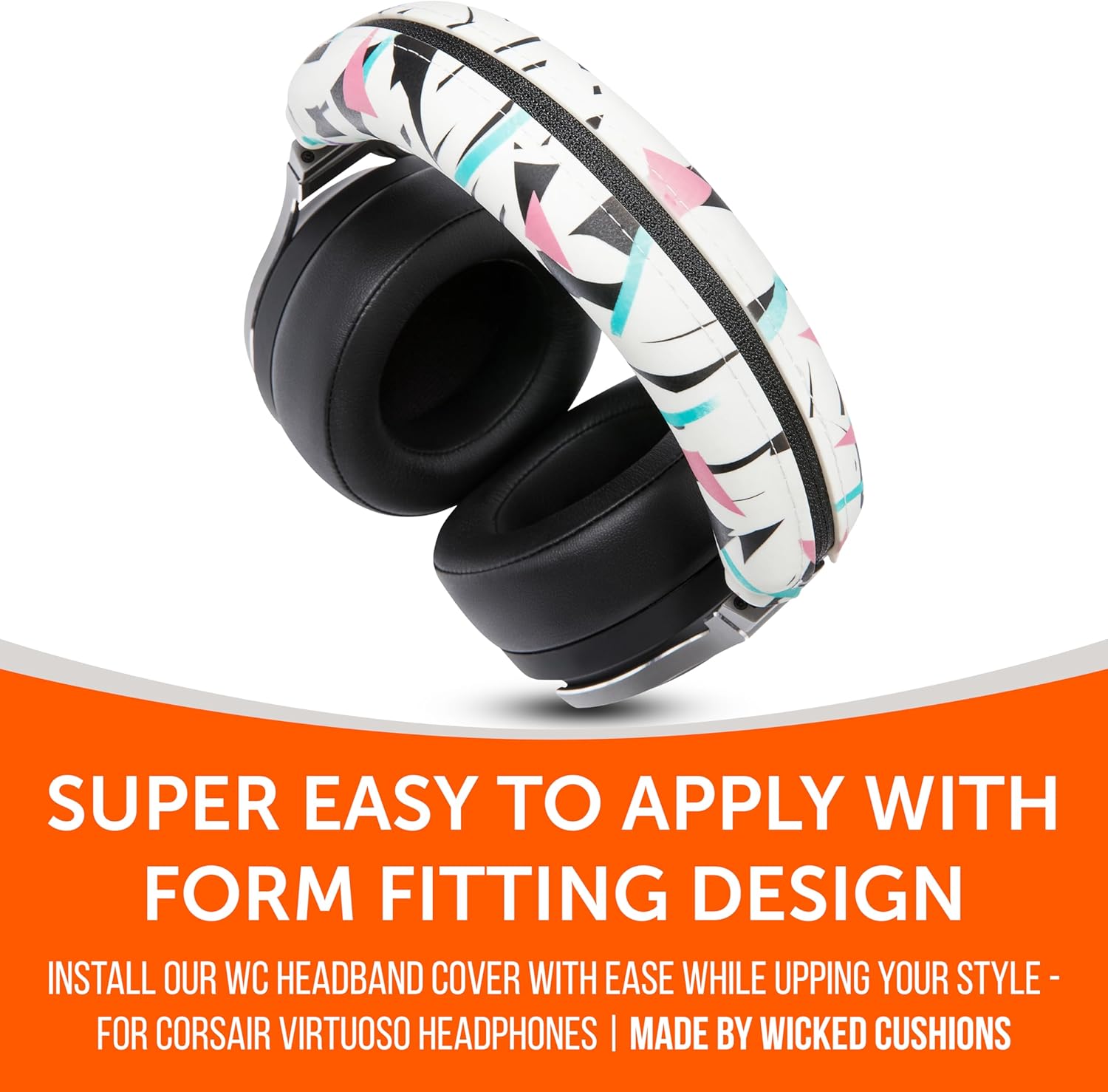 WC BandZ Virtuoso V2 - Silicone Headband Cover for Corsair Virtuoso Headphones by Wicked Cushions | Machine Washable, No More Flaking Leather | for Virtuoso Wireless, XT, and SE | 90's White