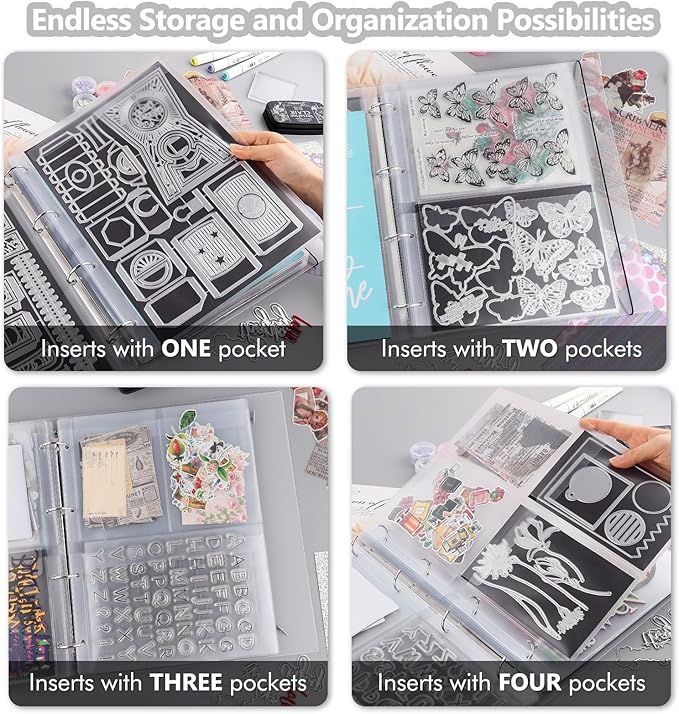 10 Pack A4 Size Plastic Binder Pockets, 4 Holes Waterproof PVC Folders Loose - Image 4