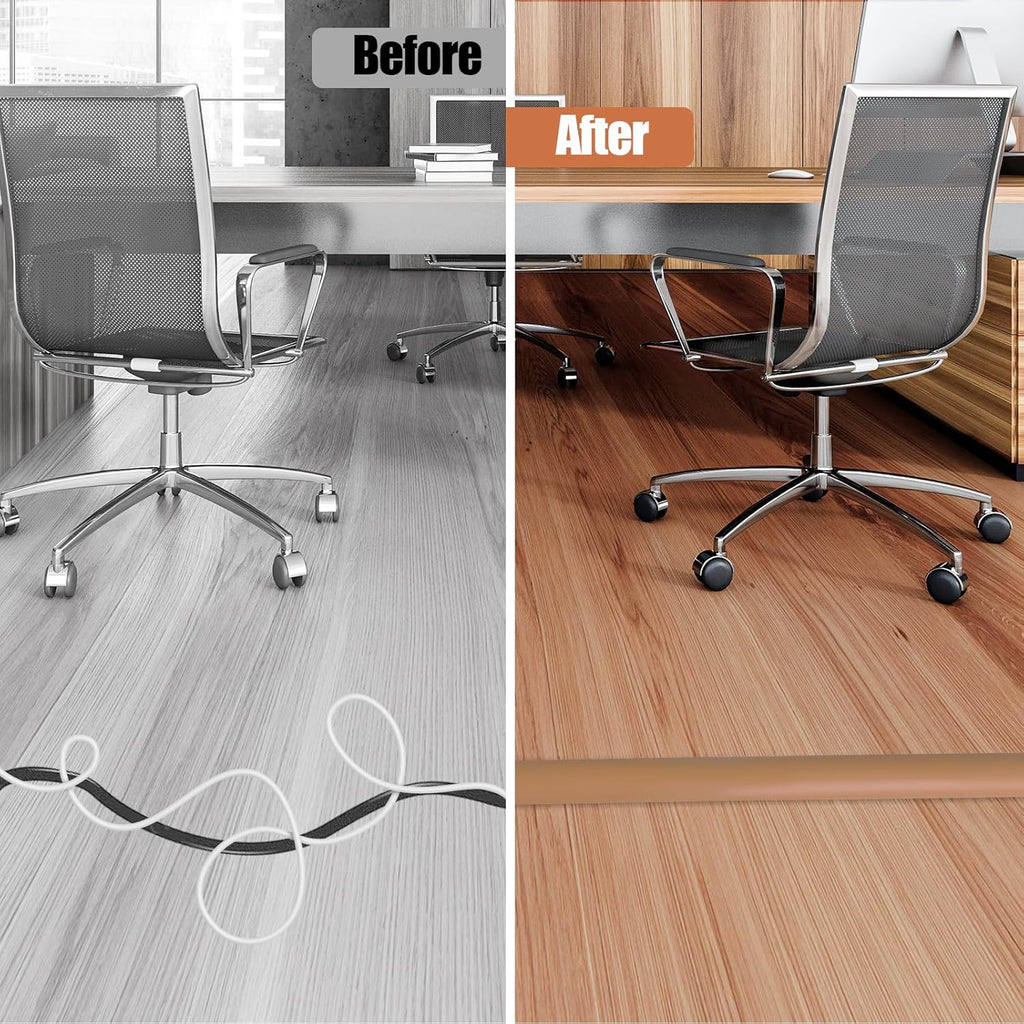 Floor Cord Cover Cavity 0.8"x0.37" Self Adhesive Cord Hider, 10FT Low Profile Cable Management, Extension Strip Protector for Wires, Prevent Cable Trips for Offices, Gyms, Exhibitions（Brown）