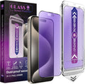 2 Pack Anti Blue Light Matte Screen Protector for iPhone 15 Pro Max, 9H Tempered Glass, Full Coverage, Anti-Fingerprint, Auto Dust-Elimination, No Bubble, Easy Installation