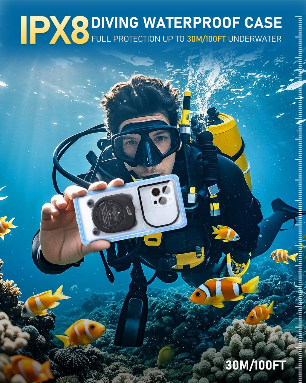 Waterproof Phone Pouch,IPX8 Waterproof Phone Case for Beach & Floating Essentials,Phone Waterproof Pouch with Lanyard, Universal Case Up to 6.9" for iPhone,Samsung (Blue)