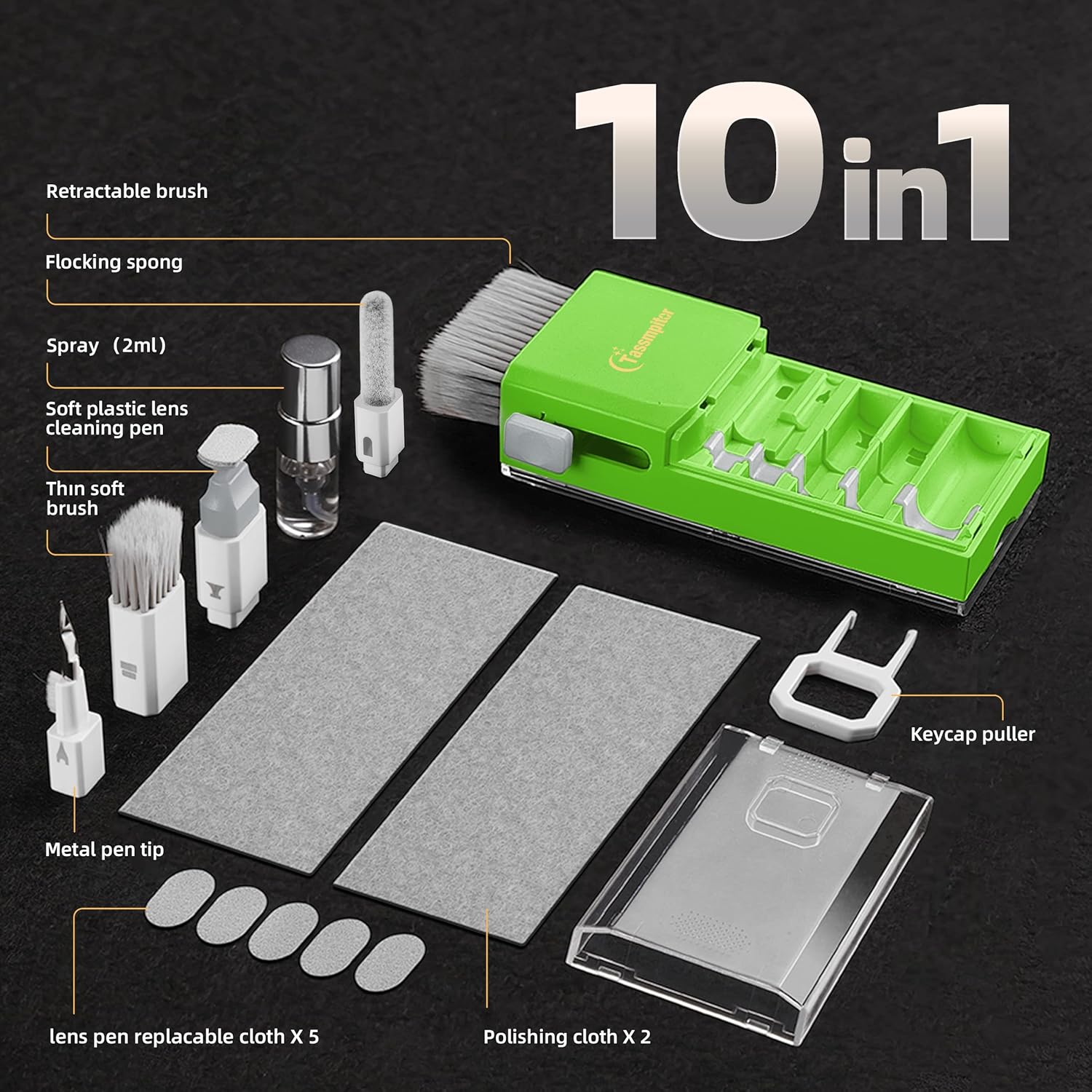 Laptop Screen Keyboard Cleaner Kit, All in 1 Electronics Cleaning Tool for MacBook iPad iPhone Pro Cell Phone, Brush Tool for Tablet, Computer, PC Monitor,TV Camera Lens with Patent, Green