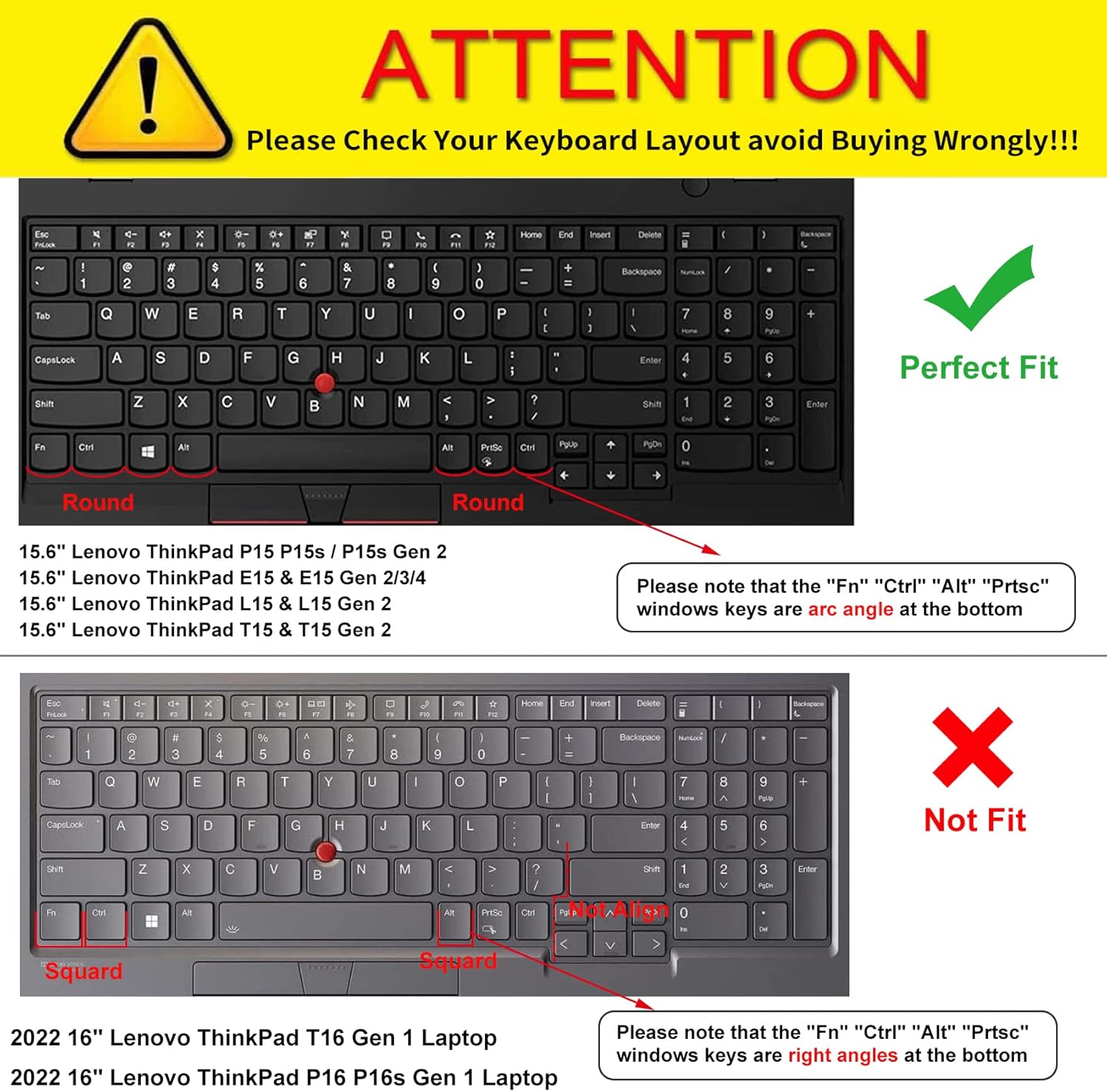 Keyboard Cover for Lenovo ThinkPad E15 Gen 4/3/2 E580 E590 E595, ThinkPad L15 Gen 2/1 L580 L590, ThinkPad T15 T15p P51s P52 P52s P53 P72 P73 T570 T575 T580 T590(NOT for P51 T560 T550) -Colorful