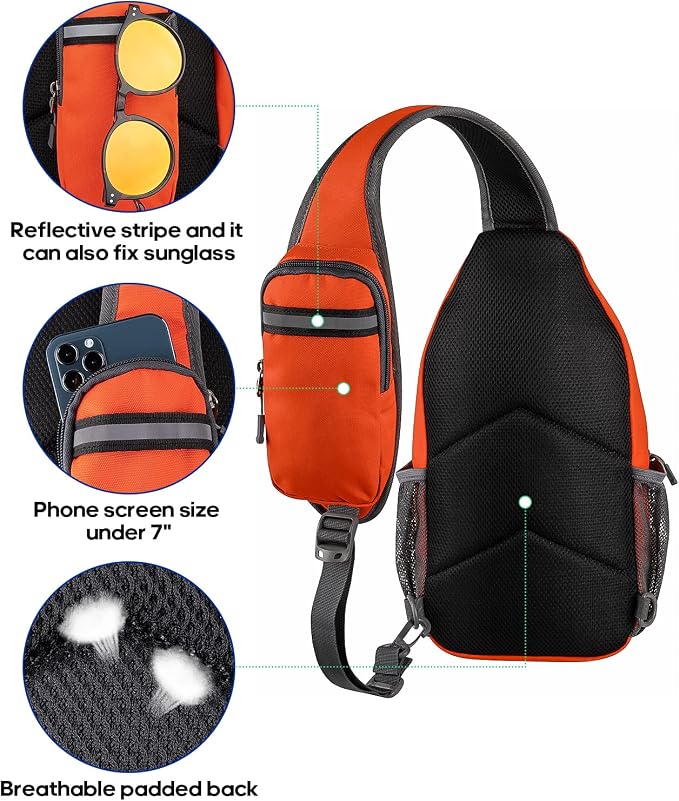 WATERFLY Crossbody Sling Backpack Sling Bag Travel Hiking Chest Bag Daypack - Image 5