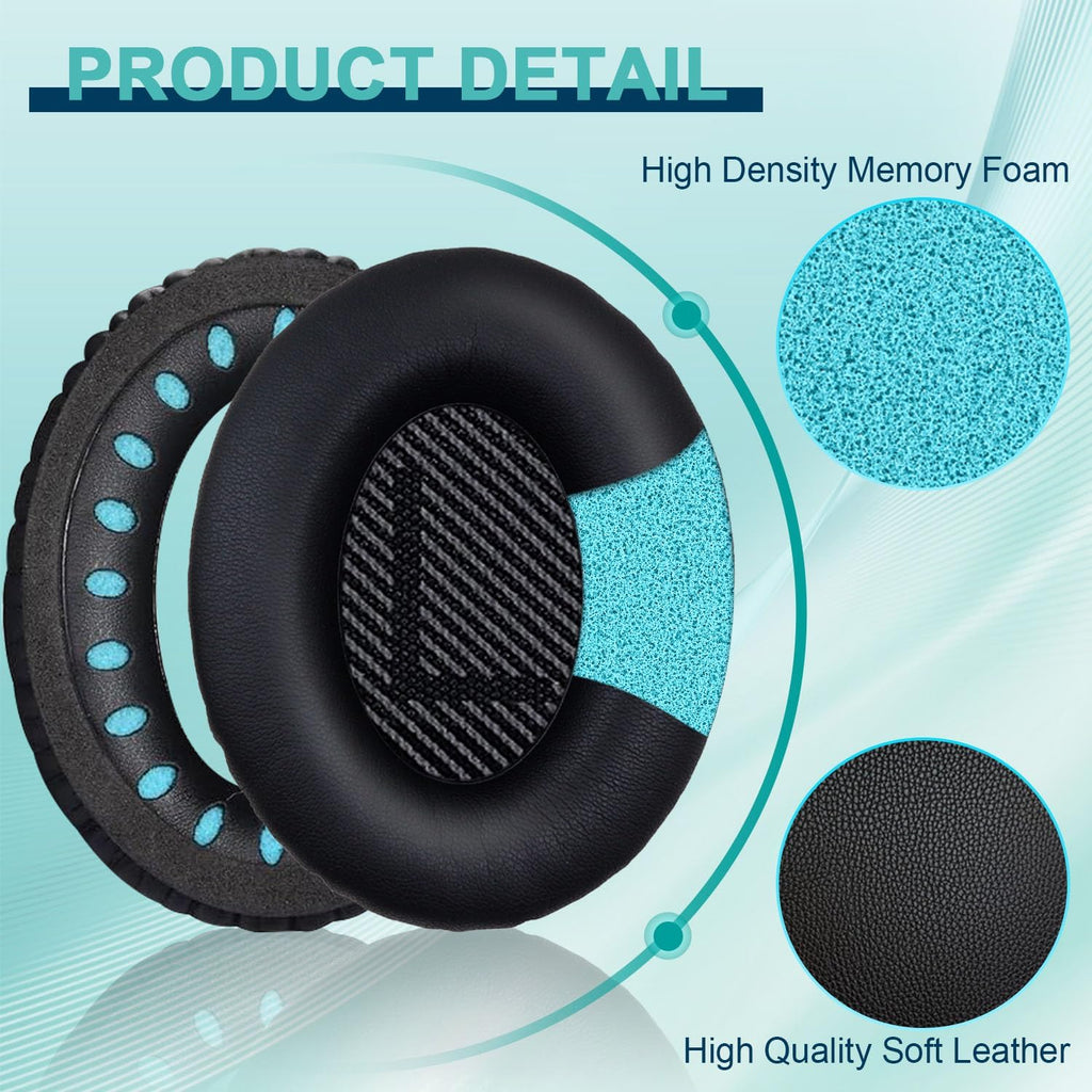 Replacement Earpads Cushions for Bose QuietComfort 35 & Quiet Comfort 35 II, Headphones Ear Covers Ear Pads for Bose QC35/QC35II/25/15 QC2 / Ae2 / Ae2i / Ae2W / Sound Link/Sound True-Black&Black
