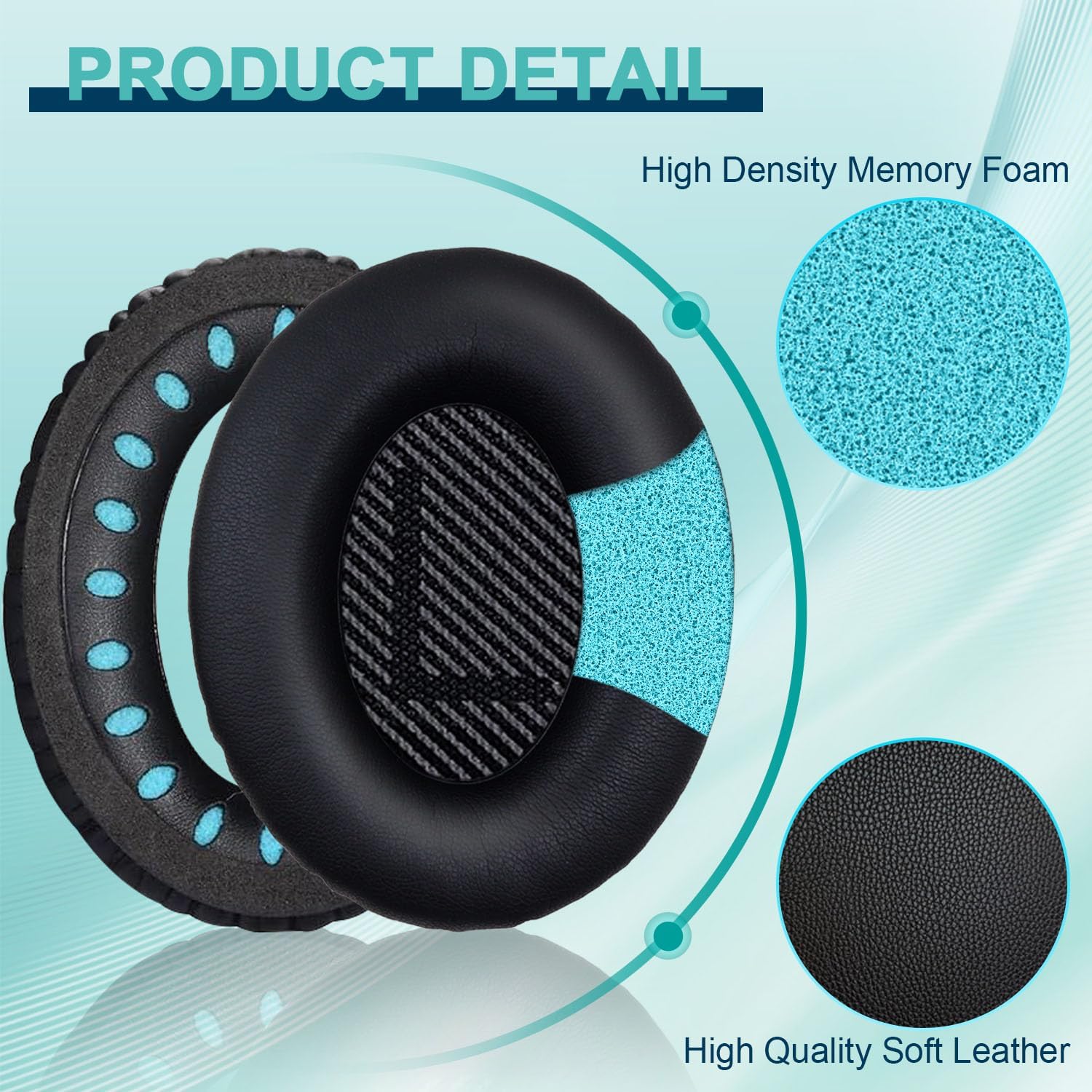 Replacement Earpads Cushions for Bose QuietComfort 35 & Quiet Comfort 35 II, Headphones Ear Covers Ear Pads for Bose QC35/QC35II/25/15 QC2 / Ae2 / Ae2i / Ae2W / Sound Link/Sound True-Black&Black