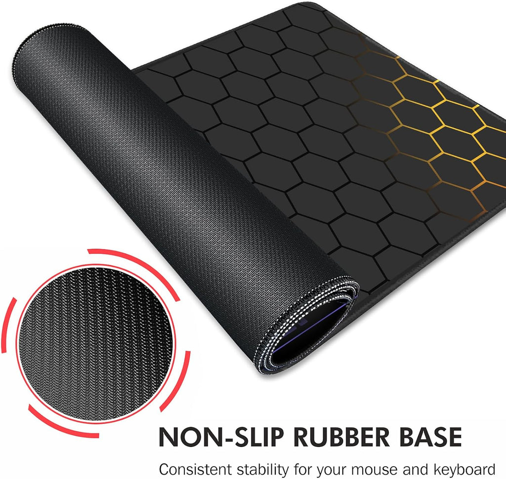 Galdas Gaming Mouse Pad XXL XL Large Long Extended Big Mousepad Non-Slip Rubber Keyboard Mouse Pad with Stitched Edges for Laptop Home Office (31.5x11.8x0.08 Inch) … (Grid)