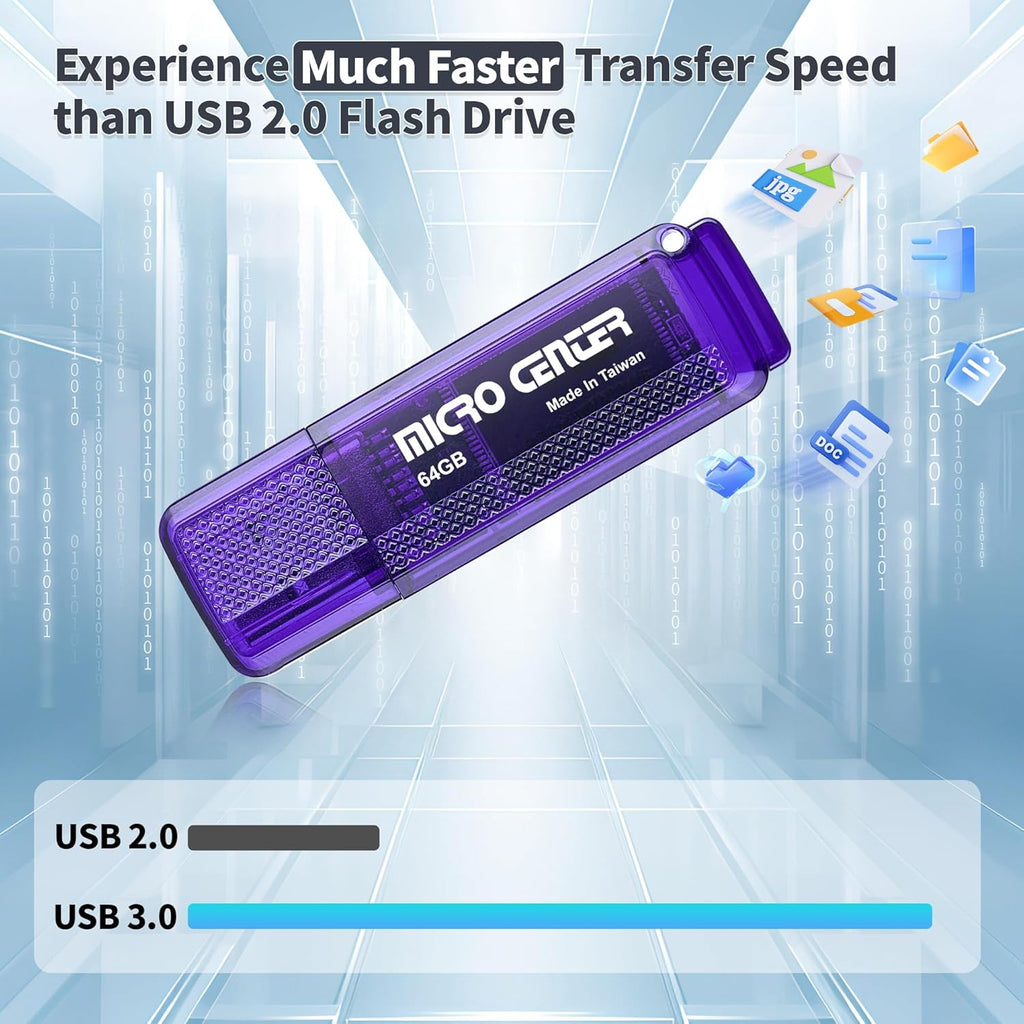 INLAND Micro Center Super Speed 20 Pack 64GB USB 3.0 Flash Drive Memory Stick Thumb Drive Data Storage Jump Drive Bulk, Much Faster Than USB2.0 Flash Drive, Blue