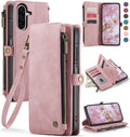 Defencase for Galaxy A26 5G Case Wallet with RFID Blocking Card Holder for Women Men, Fashion PU Leather Magnetic Snap Flip Zipper Wrist Strap Wallet Phone Case for Samsung Galaxy A26 5G, Rose Pink