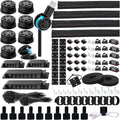 ELII 328Pcs Cable Management Kit, 8 Magnetic Cable Holder,69Adhesive Cable Clips,4 Cable Sleeve Split,22Reusable Cable Strap,200 Nylon Cable Zip Ties with 25 Mounts TV Office (Black)