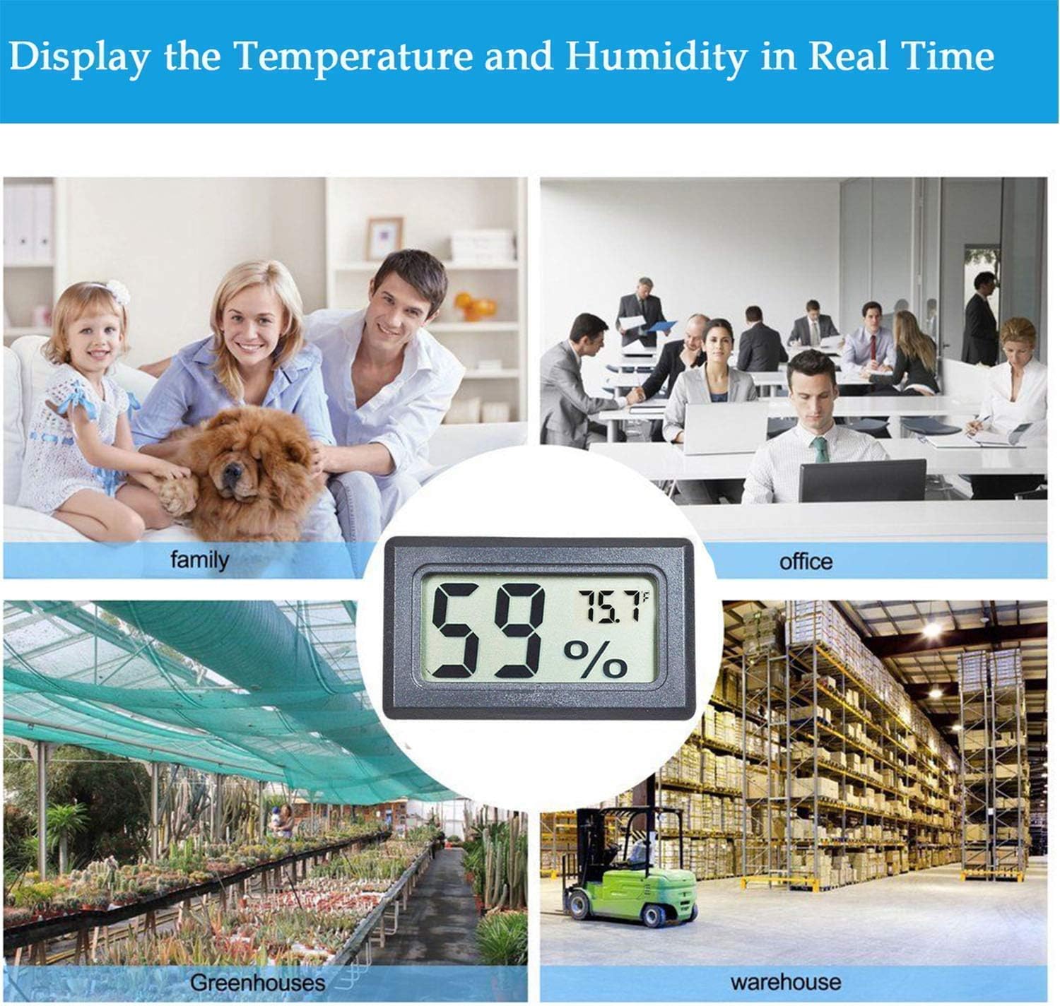 4-Pack Mini Digital Temperature Humidity Meters Gauge Indoor Thermometer Hygrometer LCD Display Fahrenheit (℉) for Reptile Tank,Jars,Guitar Case,Greenhouse, Garden, Cellar, Fridge, Closet
