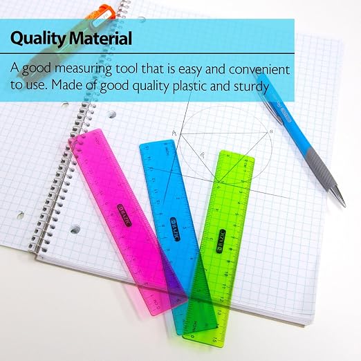 BAZIC Products 6 in Clear Plastic Ruler, Inch & Metric, 3 Pack - Image 3