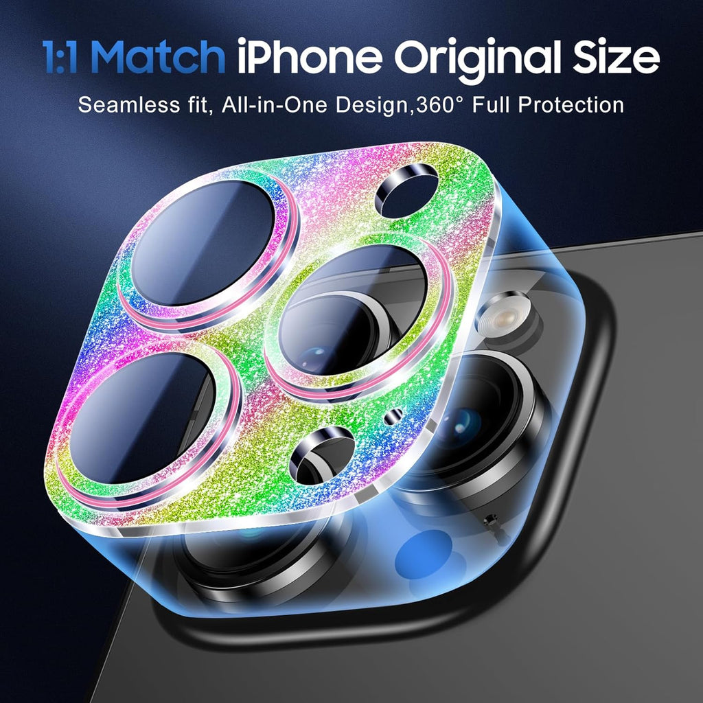 UniqueMe 3 Packs Compatible for iPhone 14 Pro Max/iPhone 14 Pro Camera Lens Protector Acrylic [Not Glass],[Case Friendly][Scratch-Resistant][Night Shooting Mode]-Glitter Colorful
