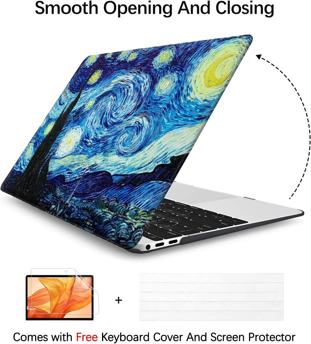 Berkin Arts for MacBook Pro 14 inch Cover A3401 A3185 A3112 A2992 A2918 A2779 A2442 with M4 M3 M2 M1 Chip(2021-2024 Release) Keyboard & Screen Cover Post-Impressionism (The Starry Night by Van Gogh)